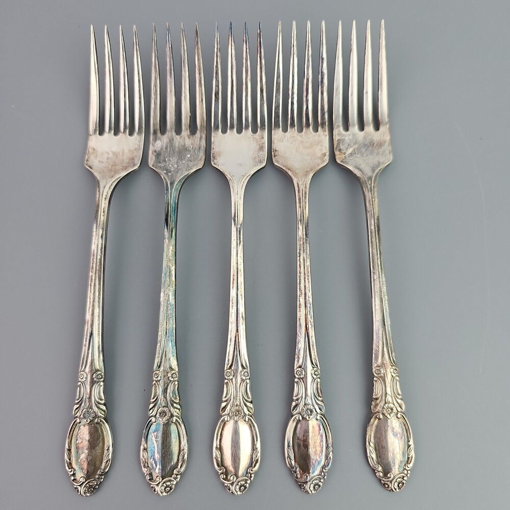 Vintage Wm. A. Rogers Oneida Ltd Forks 1957 Chatelaine Flatware 5 Pc.